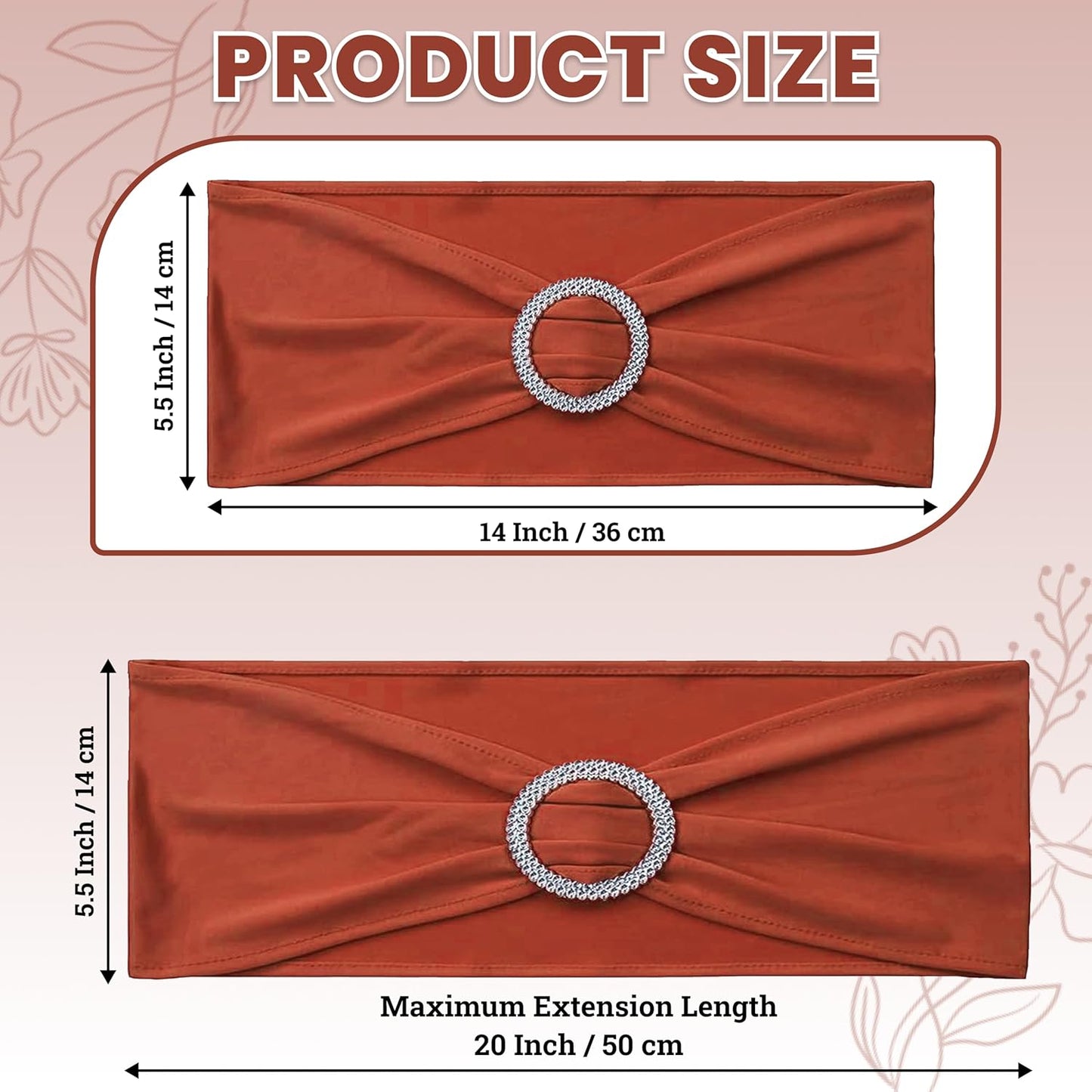MDS Spandex Chair Sashes - Premium Stretch Covers with Buckle Slider | Universal Fit for Weddings & Events - Terracotta