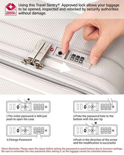 Hanke 29 Inch Plus Expandable Luggage Large Suitcases with Wheels,Checked Luggage Hard Shell Suitcases, PC Trunk Luggage Extra Large Suitcase with Lock for Women Men(Ivory White)