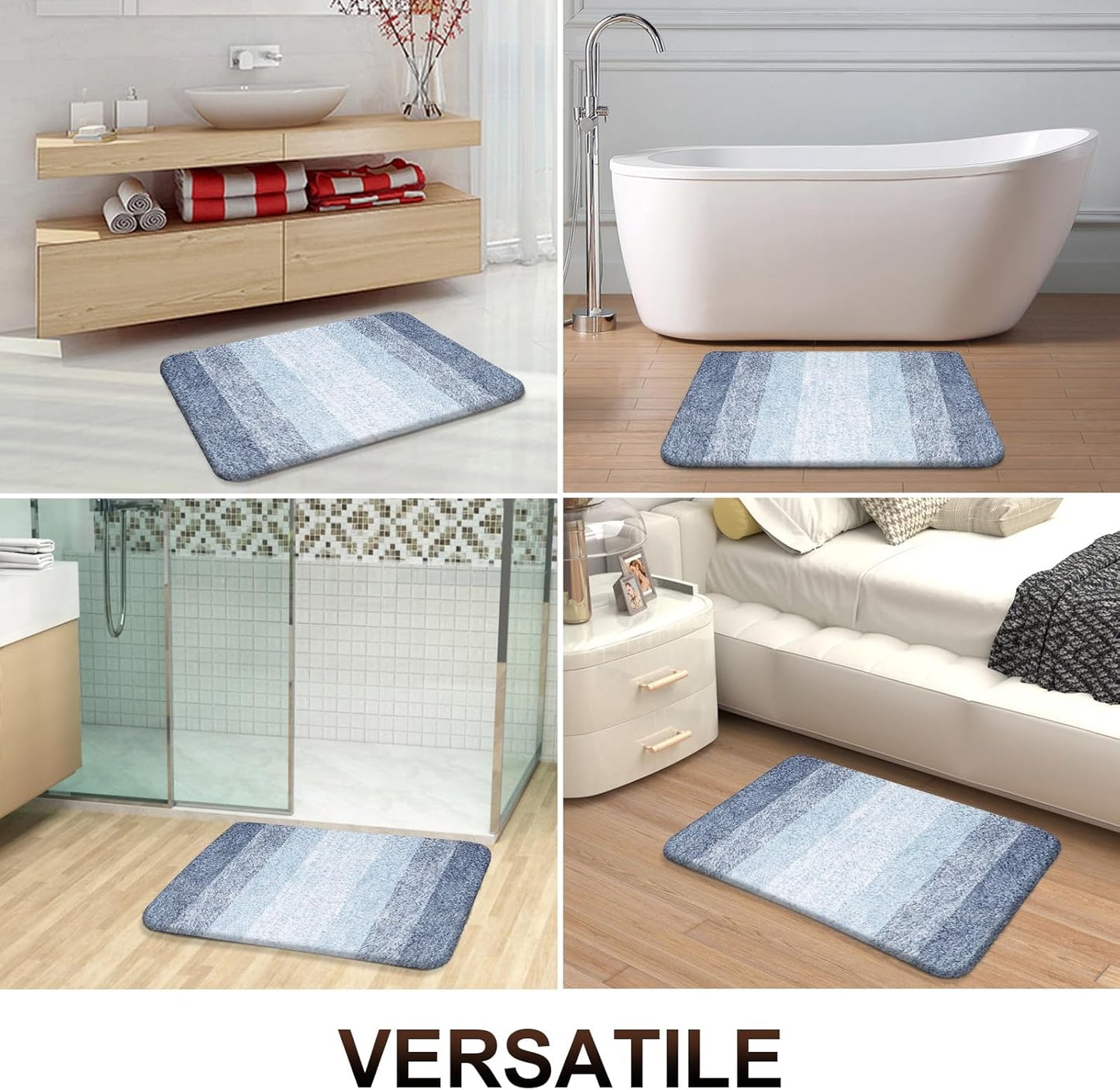 OLANLY Bathroom Runner Rug - Extra Soft Microfiber, Quick Dry, Machine Washable | 47x20, Blue