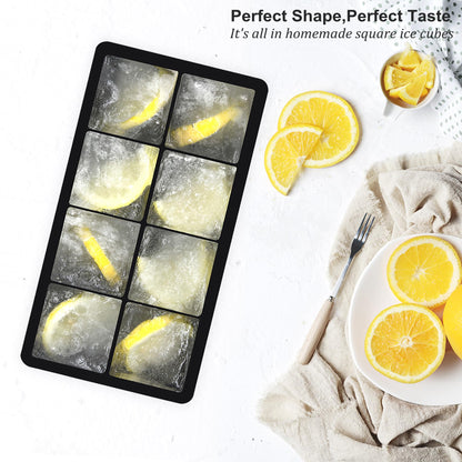 Bangp Large Ice Cube Tray for Whiskey,2 Pack Stackable Big Ice Cube Molds Make 16 Big Whiskey Ice Cubes,Easy Release Square Ice Cube Maker for Cocktails,Whiskey,Soups and Frozen Treats