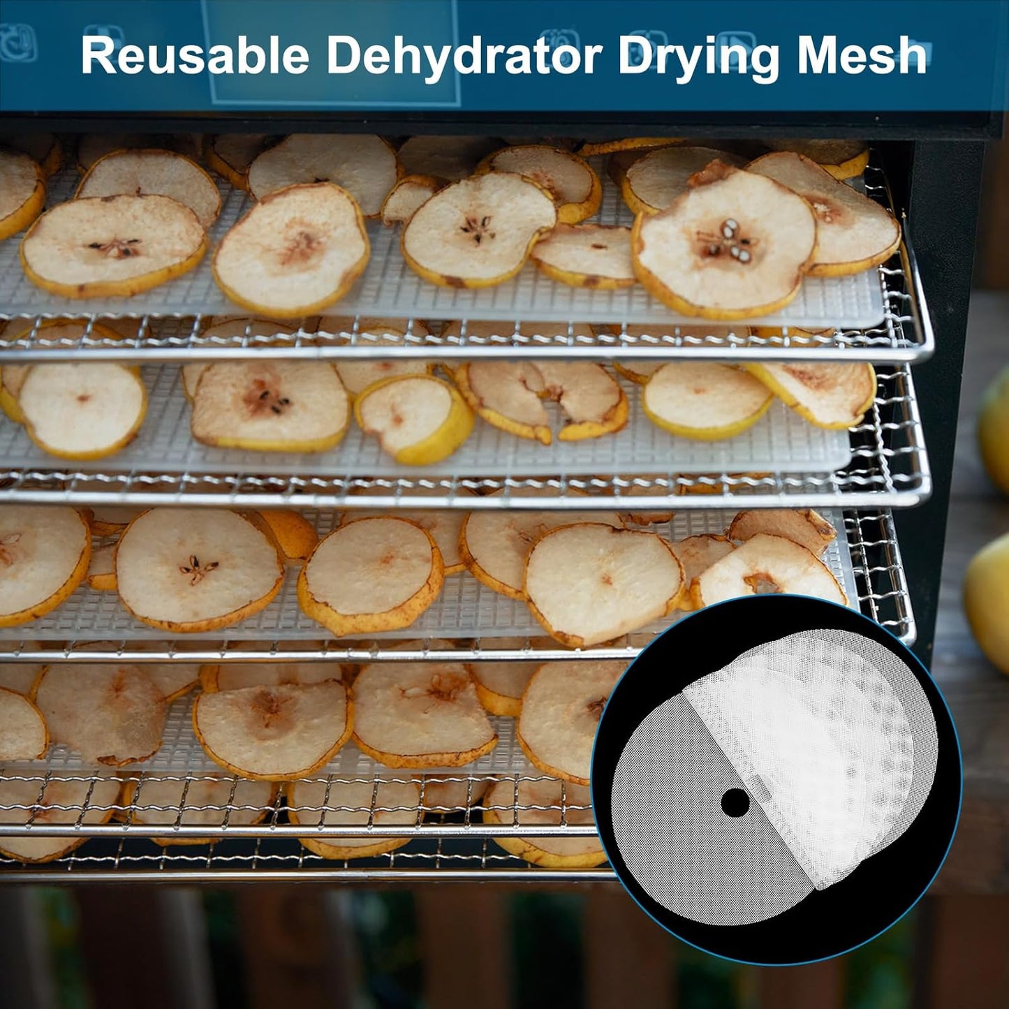 uxcell 13" Round Silicone Dehydrator Sheets, 5 Pcs Non-Stick Reusable Drying Mesh for Food Dehydrator