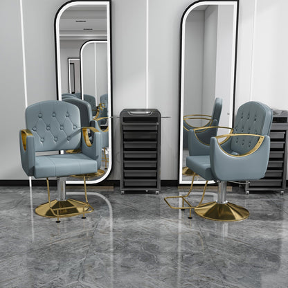 KEIKI 360° Swivel Hydraulic Barber Chair, Professional Salon Chair for Hair Stylist, Non-Tilting Reclining Hair Chair for Tattoo, Spa & Home, Blue