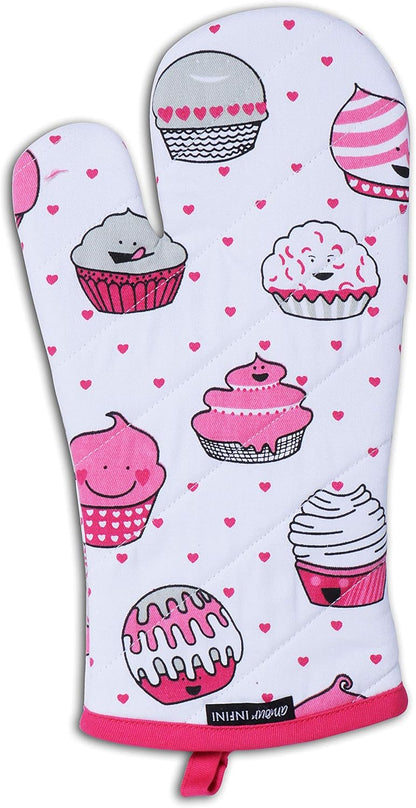 AMOUR INFINI Pot Holders and Oven Mitt Set, Heat Resistant Non Slip Reusable Oven Gloves for Cooking