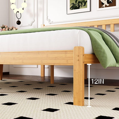 ZIYOO Bamboo Bed Frame Full, Ideal for Bedroom, Guest Room, Apartment & Hotel Use, No Box Spring Needed, Sturdy & Noise-Free Platform Bed with Easy Assembly 14 Inch