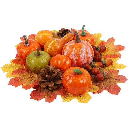 winemana Fall Decorations for Home-6pcs Mini Pumpkins & 2pcs Gourds, 30pcs Leaves & 10pcs Acorns, 2pcs Pinecones Centerpiece Set-Harvest Decor for Table Mantel (Largest: 4.5" x 2.1")
