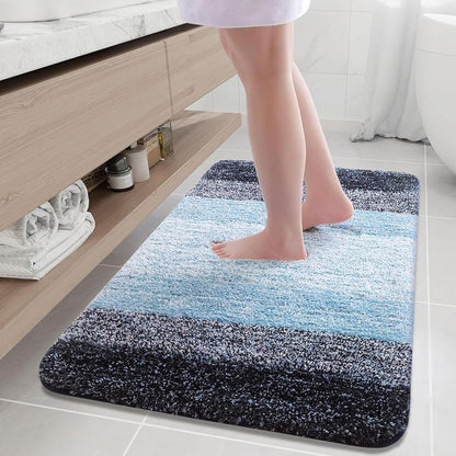 Arotive Microfiber Bath Rug - Soft, Absorbent & Non-Slip | Thick Plush 36x24 Blue Mat