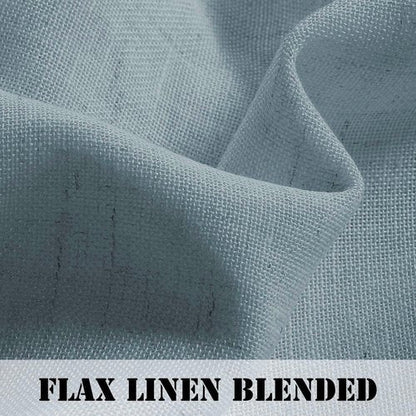 H.VERSAILTEX Stone Blue Linen Curtains 84 Inch Length for Living Room 2 Panels Set Rod Pocket Light Filtering Semi Sheer Curtains for Bedroom Country Farmhouse Drapes 52x84 Long