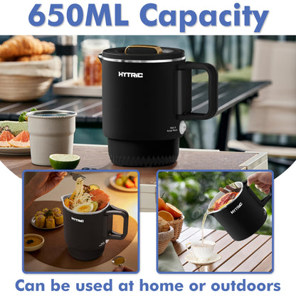 HYTRIC Travel Electric Kettle, 650ML Foldable Small Electric Kettle, Stainless Steel Portable Kettle with Dual Power Control, Collapsible Small Kettle Electric, Auto Shutoff & Boil Dry Protection
