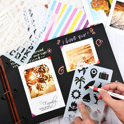 Giiffu Wooden Scrapbook Album for Travel Memories, DIY Photo Scrapbooking Book with Accessories, 100 Pages Personalized Adventure Memory Journal, Gift for Graduation, Birthday & Couples