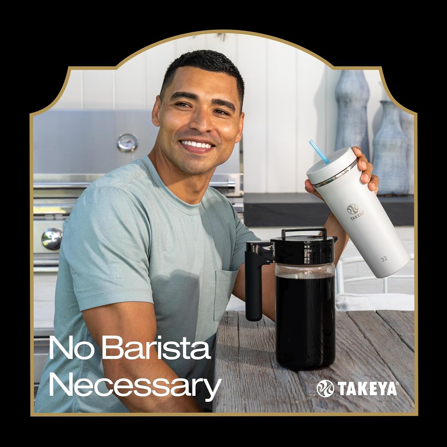 Takeya 2 Quart Glass Cold Brew Coffee Maker for Iced Coffee, Airtight Pitcher, Premium Quality, Black Lid and Handle
