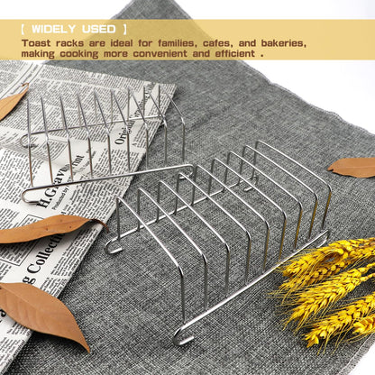 LNQ LUNIQI 2Pcs 8 Slice Toast Bread Rack Stainless Steel Toast and Bread HolderBreakfast Loaf Stand Cooling Grid Bread Rack Air Fryer Accessories
