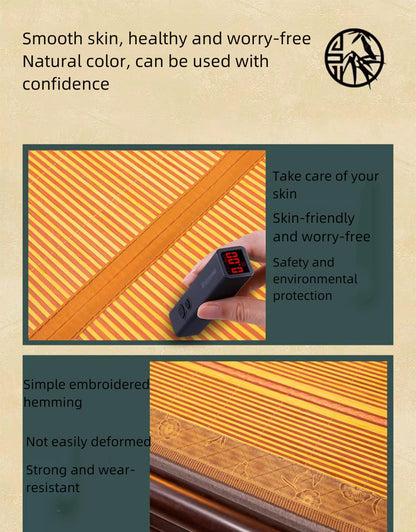Summer Cooling Mat - Foldable Bamboo Mattress Topper Breathable & Sweat-Absorbent Reversible Bed Pad for Hot Weather Comfort Ideal for Home Bedroom Use.