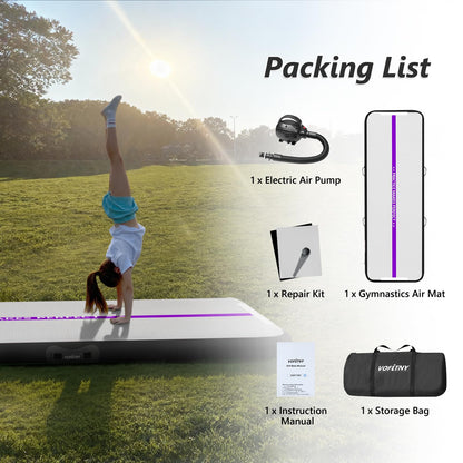 16 ft VOFiTNY Inflatable Gym Mats 4'' Thick Air Mat Tumble Track for home/gymnastics/cheer/tumbling