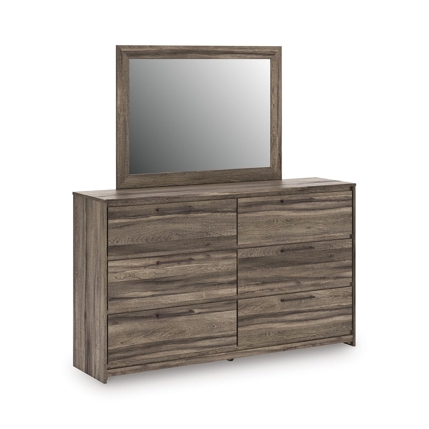 Signature Design by Ashley Baystorm Contemporary 6-Drawer Dresser and Mirror with Anti-Tipping Restraint, Light Brown