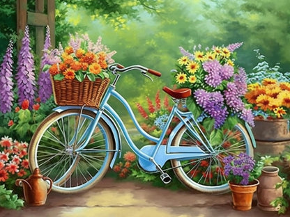 Diymood 5D Diamond Painting Garden Flower, Paint with Diamond Art Kits for Adults Cycling, by Numbers Kits Full Drill Rhinestone for Home Wall Decor 40x50