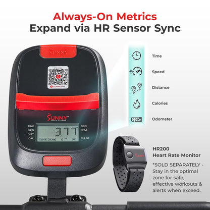 Sunny Health & Fitness ACTIVE Smart Cycling Exercise Bike, Magnetic Resistance Plus 4-Way Adjustable Cushion Seat, Home Stationary Training Equipment, Free SunnyFit App Bluetooth Link – SF-B124066