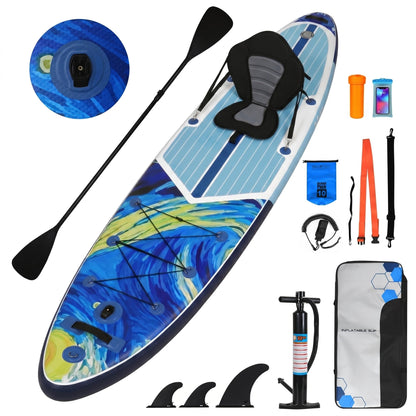 YUSING Inflatable Paddle Board with Seat, 11' x 33'' x 6" SUP, Paddle Boards for Adults, Non-Slip Deck SUP Paddle Board with Premium Kayak and SUP Accessories,3 Removable Fins (Starry Sky Blue)