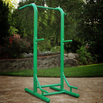 Stamina Pull Up Bar Tower & Dip Station, Free Standing Outdoor Home Gym Equipment, Green - Adjustable and Portable Workout Stand for Calisthenics Body Weight Training