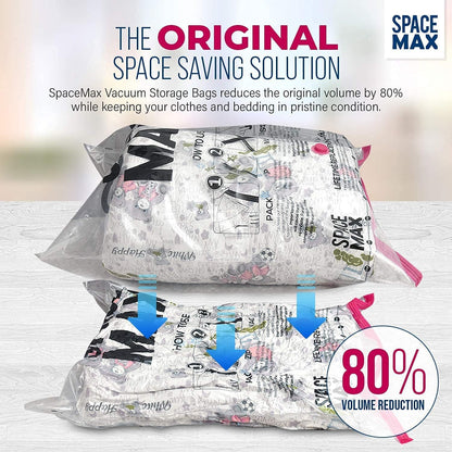 Premium Jumbo 6 Pack Space Saver Vacuum Storage Bags - Reusable, Double Zip Seal & Leak Valve, Includes Hand Pump