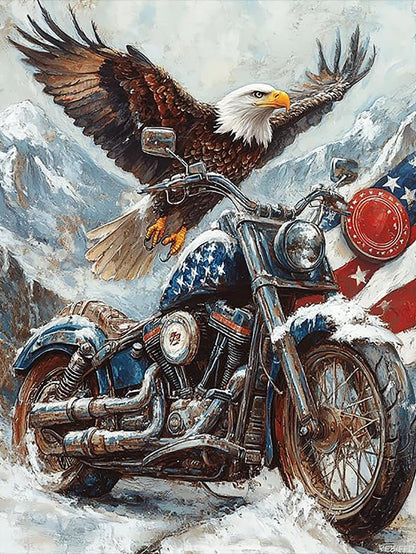 YEEIFFD Motorcycle Eagle Diamond Painting Kits for Adults, War 5D DIY Diamond Art Kits Full Drill Diamond for Gift Wall Decor Gem Arts 12x16inch