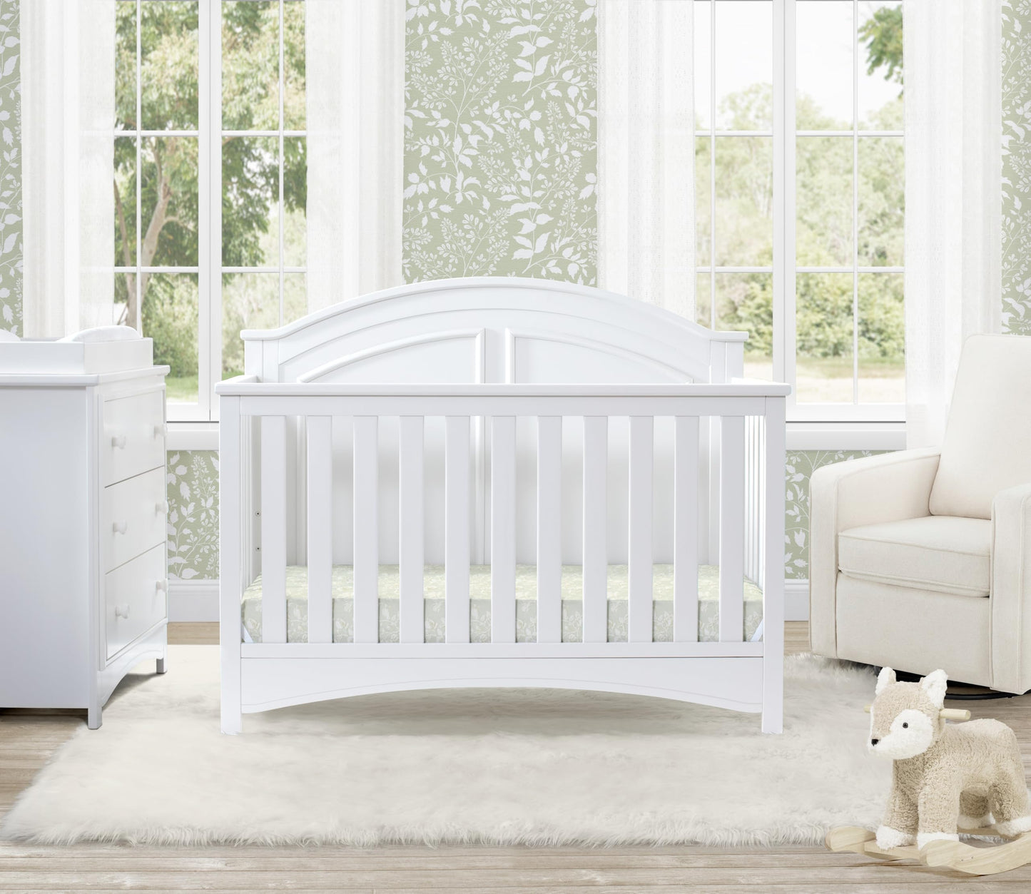 Delta Children Perry 6-in-1 Convertible Crib - Greenguard Gold Certified, Bianca White