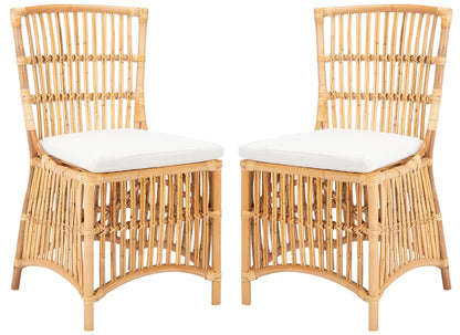 Safavieh Home Collection Erika Rattan Cushion (Set of 2) Accent Chair, Natural/White