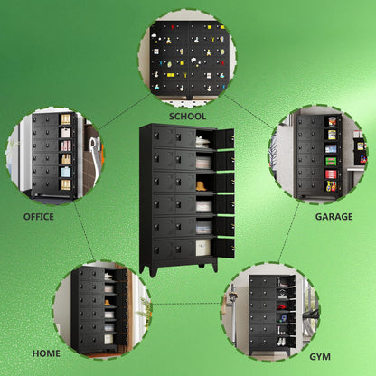 erosoei Metal Lockers for Employees, 18 Doors Metal Storage Locker with Card Slot and Ventilation Holes, Steel Employee lockers for Home Office School Gym Garage, Requires Installation