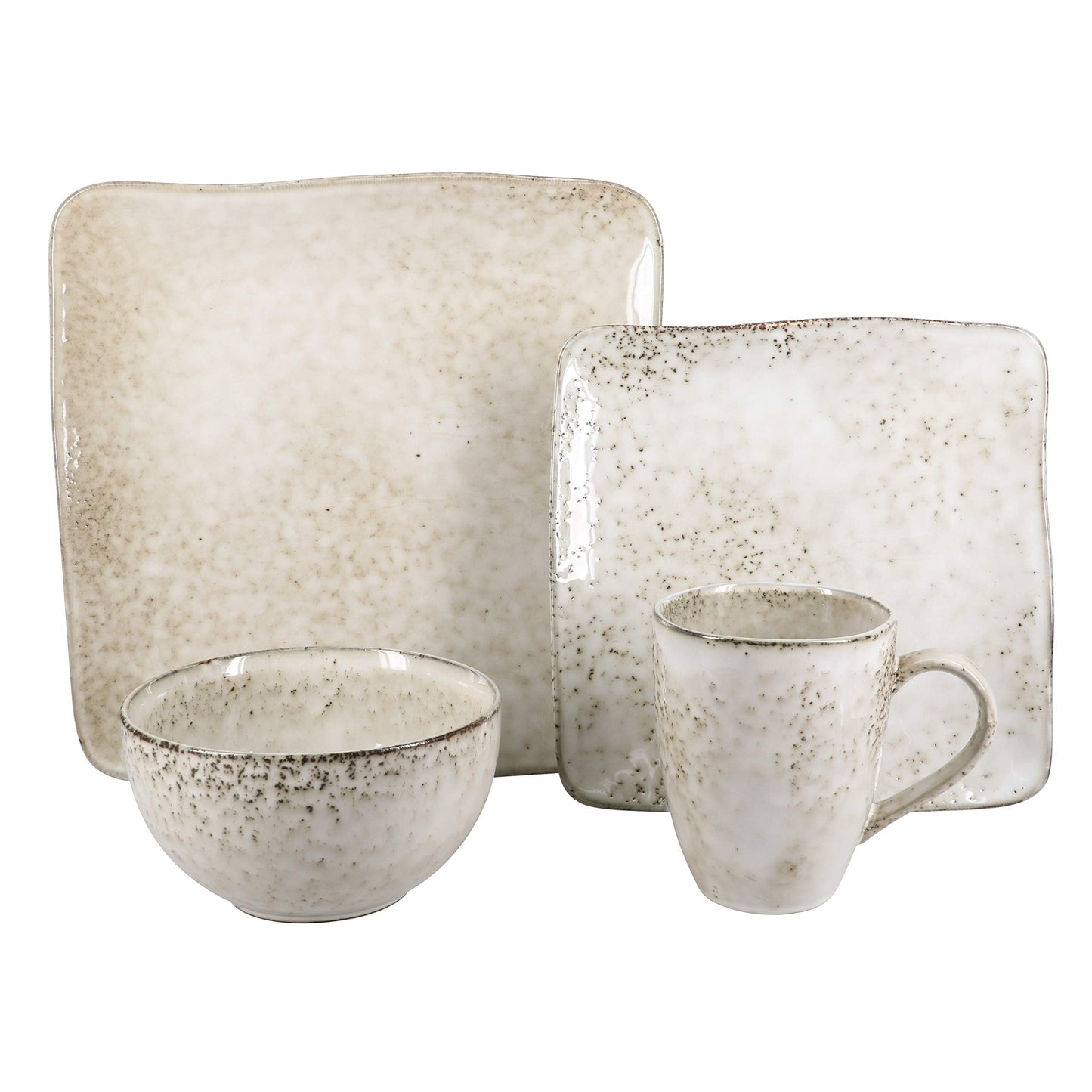BIA Cordon Bleu 16pc Rustico Stoneware Dinnerware Set, Contains 16 Pieces, Cream (100567S1SIOC)