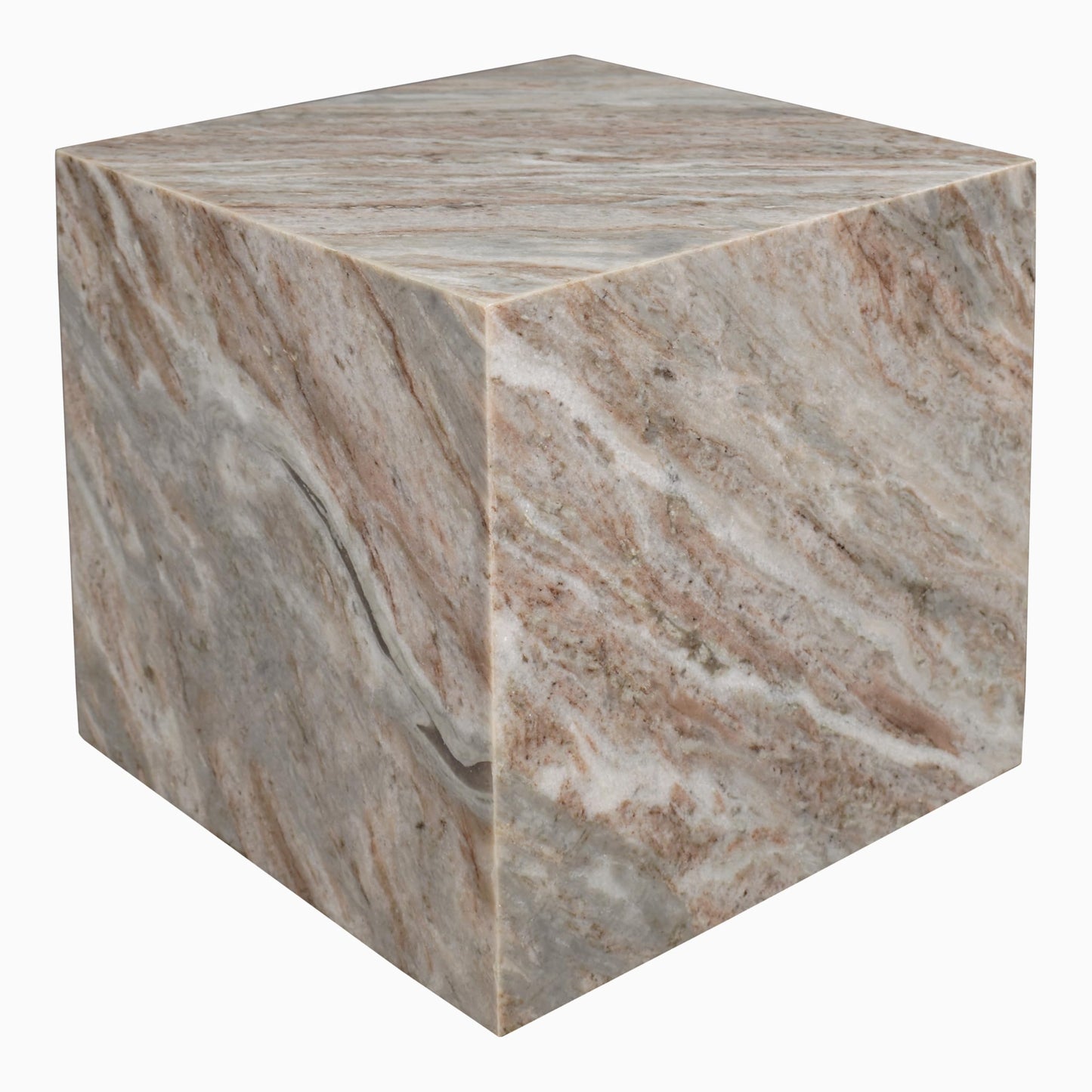 JONATHAN Y Felix 15" Solid Marble Cube End Table, Natural Stone Square Block Side Table for Living Room, Modern Glossy Pedestal Accent Table, Fully Assembled MTB1101A