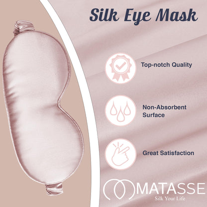 MATASSE Silk Eye Mask for Sleeping with Adjustable Elastic Band - 3D Contoured, Eye Cover Sleep Mask w/Genuine Mulberry Silk Including The Strap for Women, Men (Black)