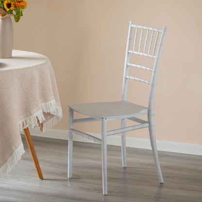 Fabulaxe Modern White Stackable Chiavari Dining Chair, Seating for Dining, Events and Weddings, Party Chair, White, Set of 4