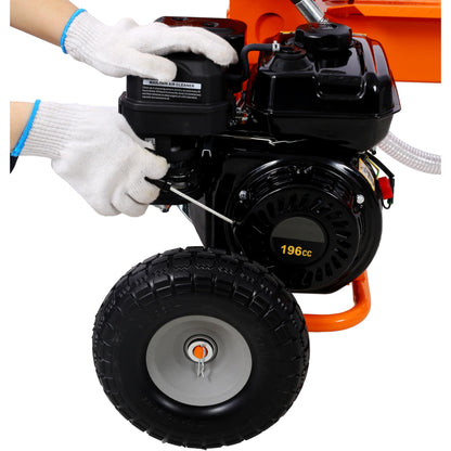 LANTRO JS 7HP Engine Log Splitter, 20 Ton Auto Return Ram System Portable Firewood Splitter, Horizontal Full Beam Steel Wedge Firewood Splitter Tool, Orange
