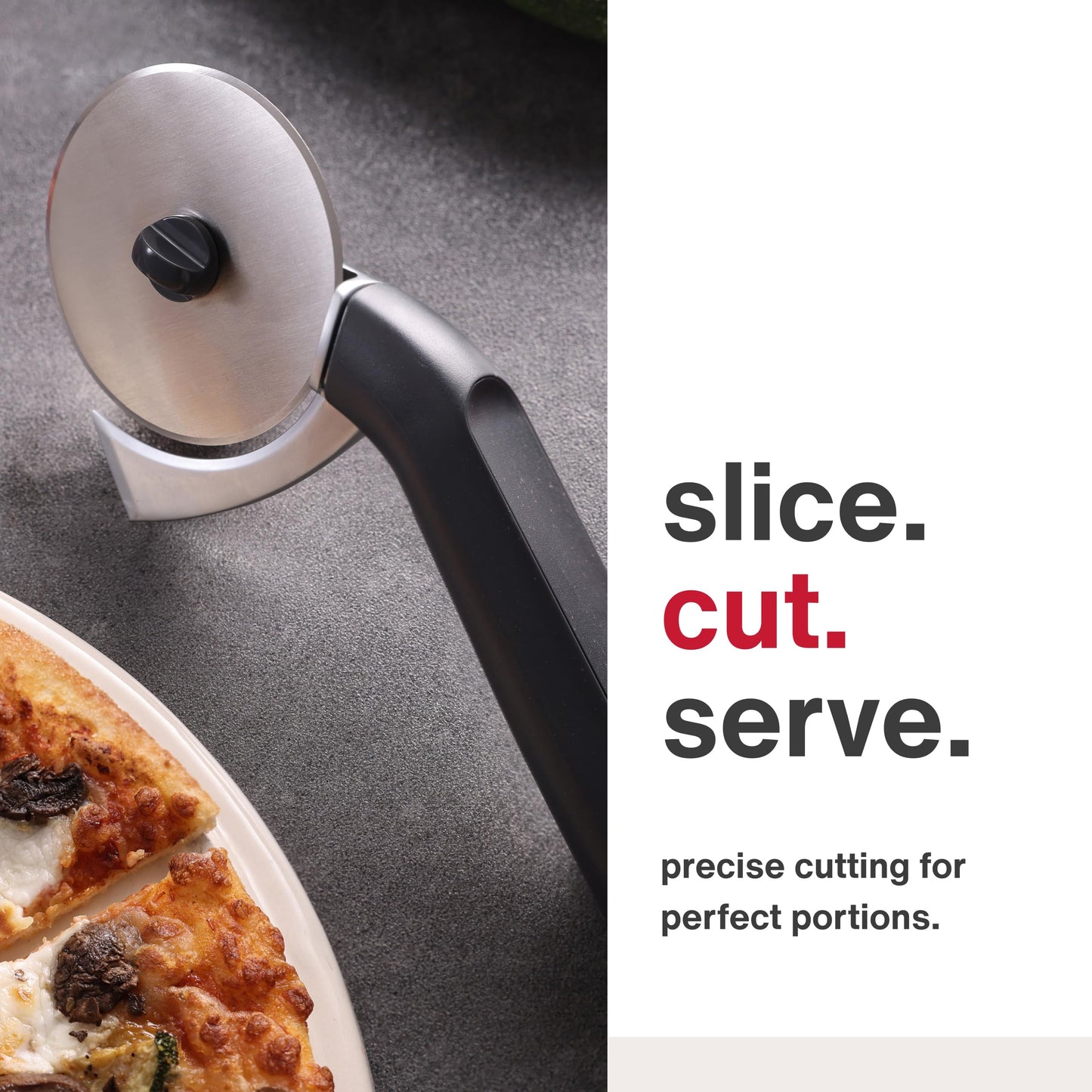 Zyliss Pizza Cutter with Removable Wheel - Stainless Steel Blade - Kitchen Tool and Gadget for Right- and Left-Handed Use - Dishwasher Safe - New Sharp Edge Pizza Cutter