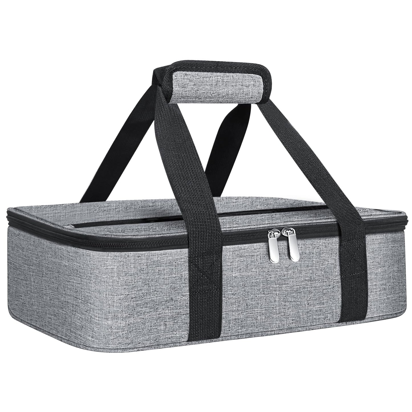 esouler Insulated Casserole Carrier Bag Hot & Cold Food Carrier Bag Lasagna Holder Lunch Bag for Picnics, Parties, Travel, Fits 9 x 13 Inches Casserole Dish-Grey