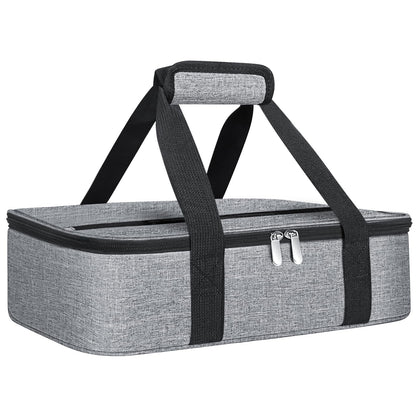 esouler Insulated Casserole Carrier Bag Hot & Cold Food Carrier Bag Lasagna Holder Lunch Bag for Picnics, Parties, Travel, Fits 9 x 13 Inches Casserole Dish-Grey