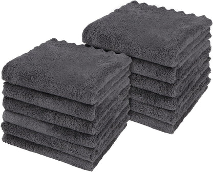 12 Pack, Sets 12x12 inches, Orighty Ultra Soft Washcloths Premium Microfiber Towel Absorbent and Quick Drying Coral
