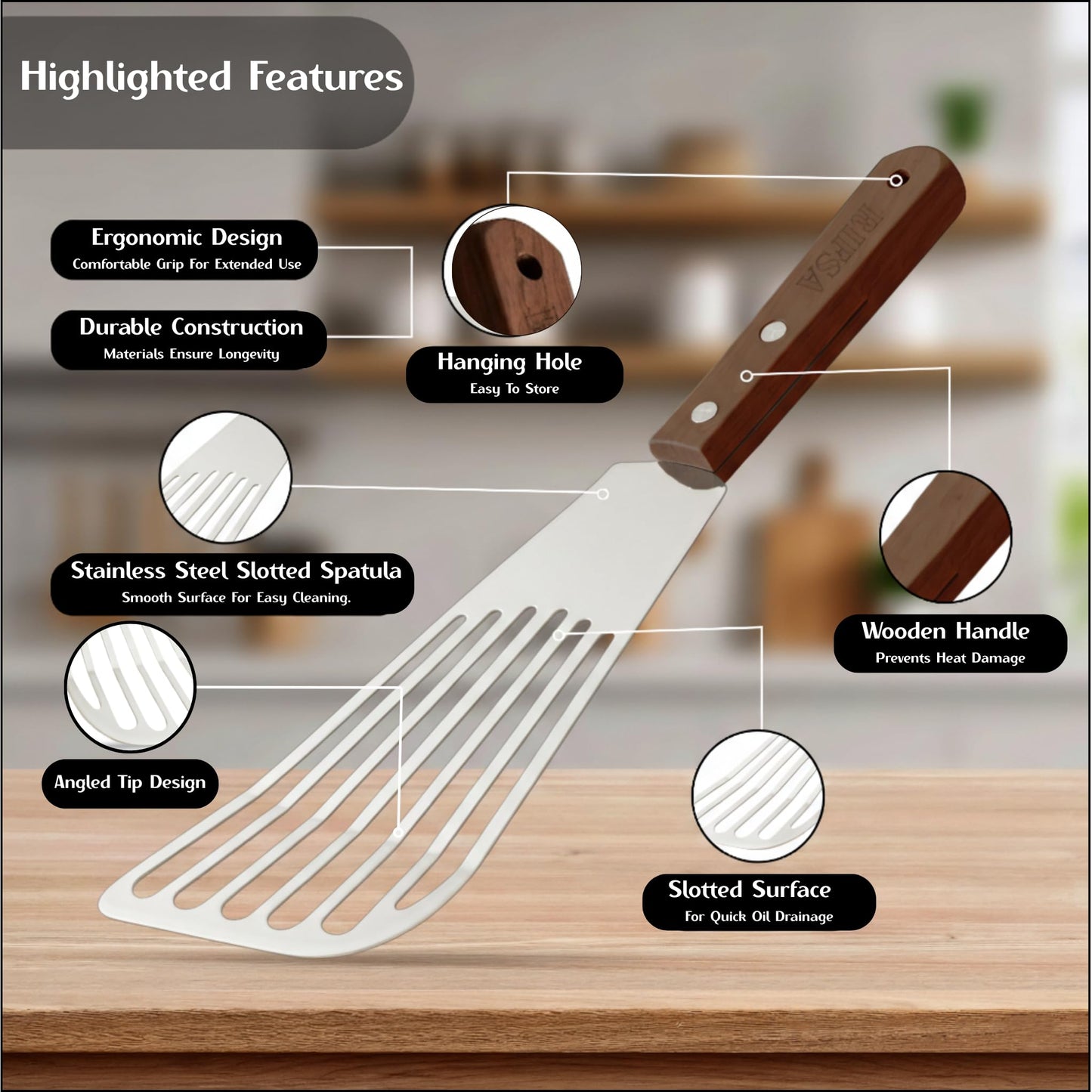 Fish Spatula Stainless Steel Pack of 2 | Slotted Fish Turners for Nonstick Cookware Elegant Silver Blade with Natural Walnut Wooden Handle, 11” Flexible Spatula for Home & Professional Cooking