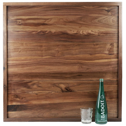 MAGIGO 32 x 32 Inches Extra Large Square Black Walnut Wood Ottoman Tray, Serve Tea, Coffee Classic 2.65 Feet Wooden Decorative Serving Tray