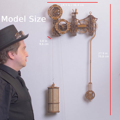 WOODEN.CITY Steampunk Gearworks 3D Wooden Puzzle Clock – DIY Wall Clock Model Kit – Build Your Own Clockwork Puzzle with Moving Gears – 288 Parts Mechanical Clock Building Kit for Adults
