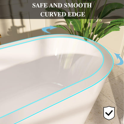 Adecab 61" Freestanding Bathtubs, Acrylic Soaking Tubs for Adult, Integrated Overflow and Drain, cUPC Certified, Glossy White