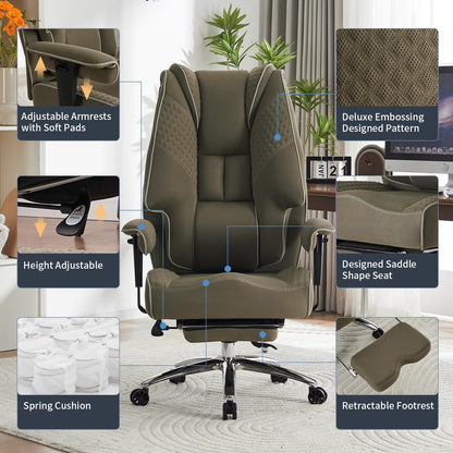EXCEBET Big and Tall Office Chair 400lbs Wide Seat, Mesh High Back Executive Office Chair with Foot Rest, Ergonomic Chairs Lumbar Support for Lower Back Pain Relief (Mesh Light Green)
