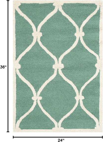 SAFAVIEH Cambridge Collection Accent Rug, 2' x 3', Teal & Ivory, Handmade Moroccan Wool