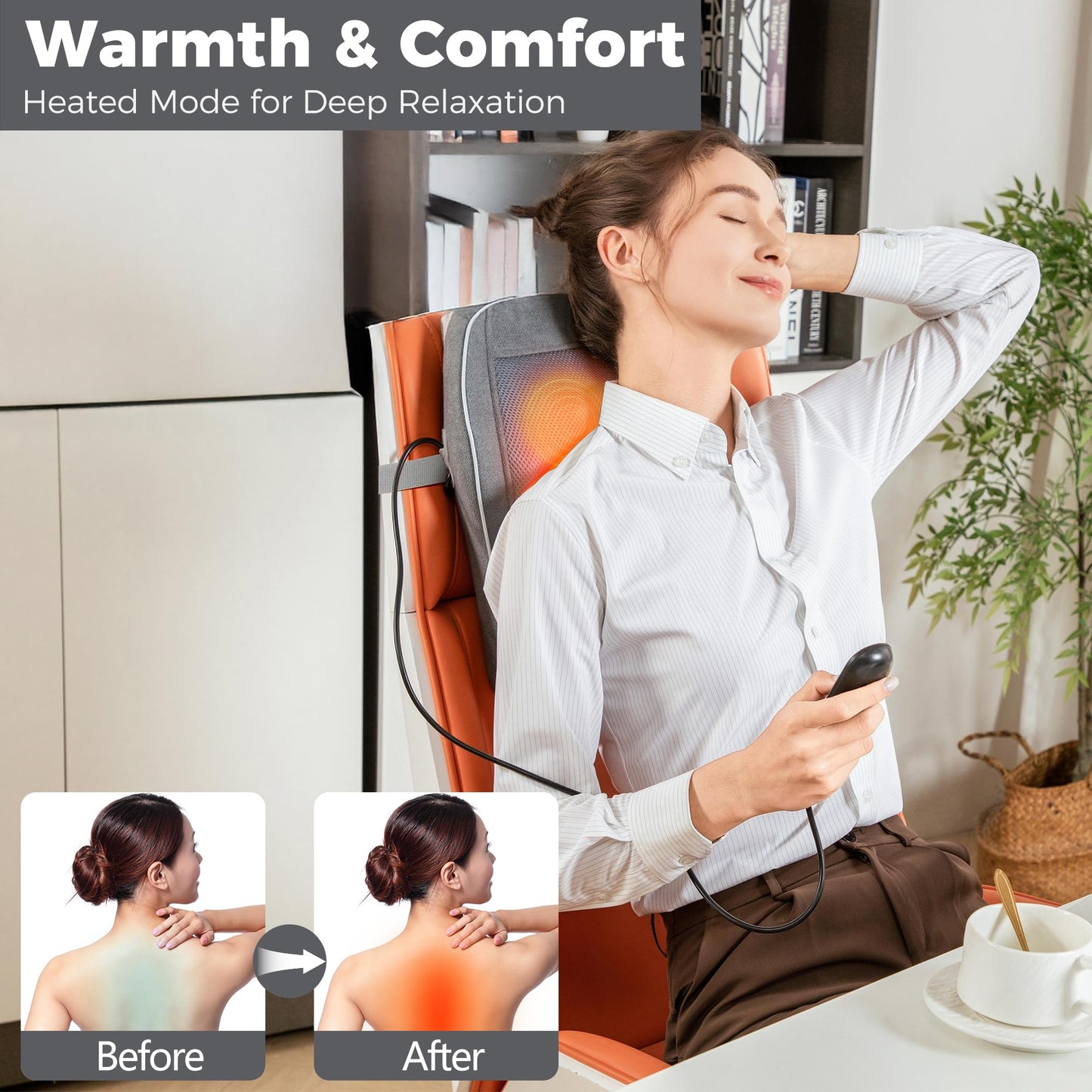 Neck and Back Massager for Pain Relief Deep Tissue with Heat, Shiatsu Shoulder Massager with Bi-Directional Rotating Head for Neck, Back, Shoulders, and Legs