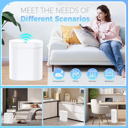 jinligogo 2 Pack 5 Gallon Bathroom Trash Can with Lid, Automatic Motion Sensor White Trash Can, Touchless Slim Waterproof Garbage Bin for Kitchen, Bedroom, Office, and Bathroom