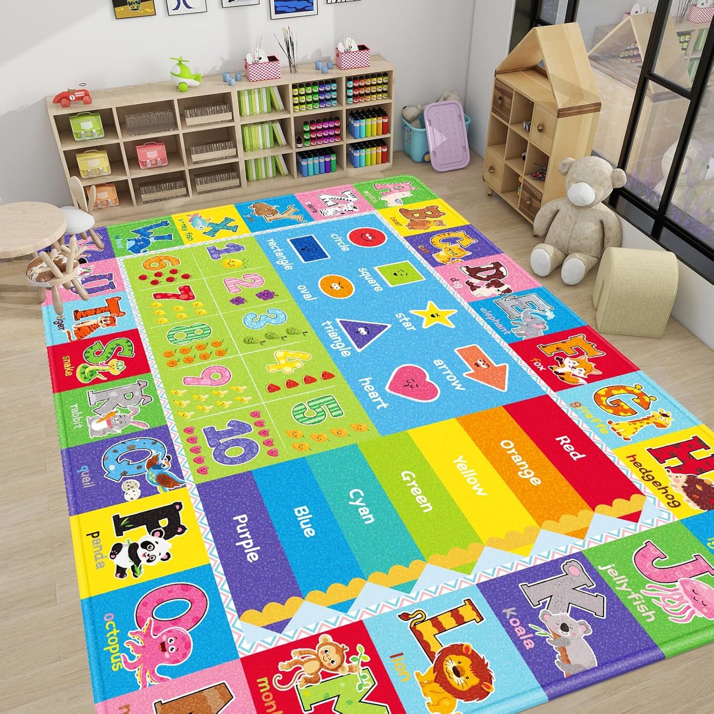 3' X5' Kids Rug for Playroom, ABC Educational Play Mat, Non-Slip Soft Rugs for Kids Room, Toddler Baby Nursery Floor