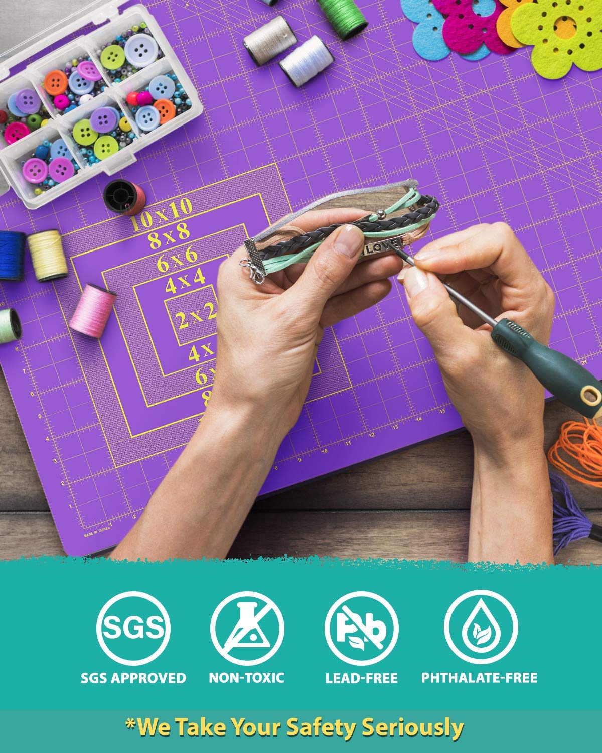 G+ Self-Healing Cutting Mat - True A4 9 x 12" (9 x 13" Full) Inches Purple/Black ; Self-Healing Double-Sided Durable Non-Slip Cutting Board for Crafts, Sewing, Fabric, Modeling and All Arts Projects