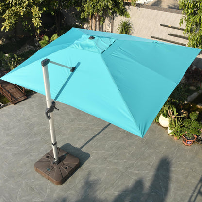 LKINBO 10x13 FT Rectangle Cantilever Umbrella with Cross Base, Heavy Duty Large Patio Umbrella 360 Degree Rotation Outdoor Offset Umbrella with Easy Tilt & Crank for Pool Deck Backyard, Turquoise