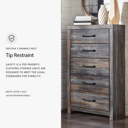Signature Design by Ashley Drystan Casual 5 Drawer Chest, Dark Brown & Gray