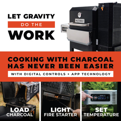 Masterbuilt® Gravity Series® 800 Smoker Grill - Charcoal Grill plus Griddle Insert, Digital Control, App Connectivity, 800 Cooking Square Inches in Black, Model MB20040221