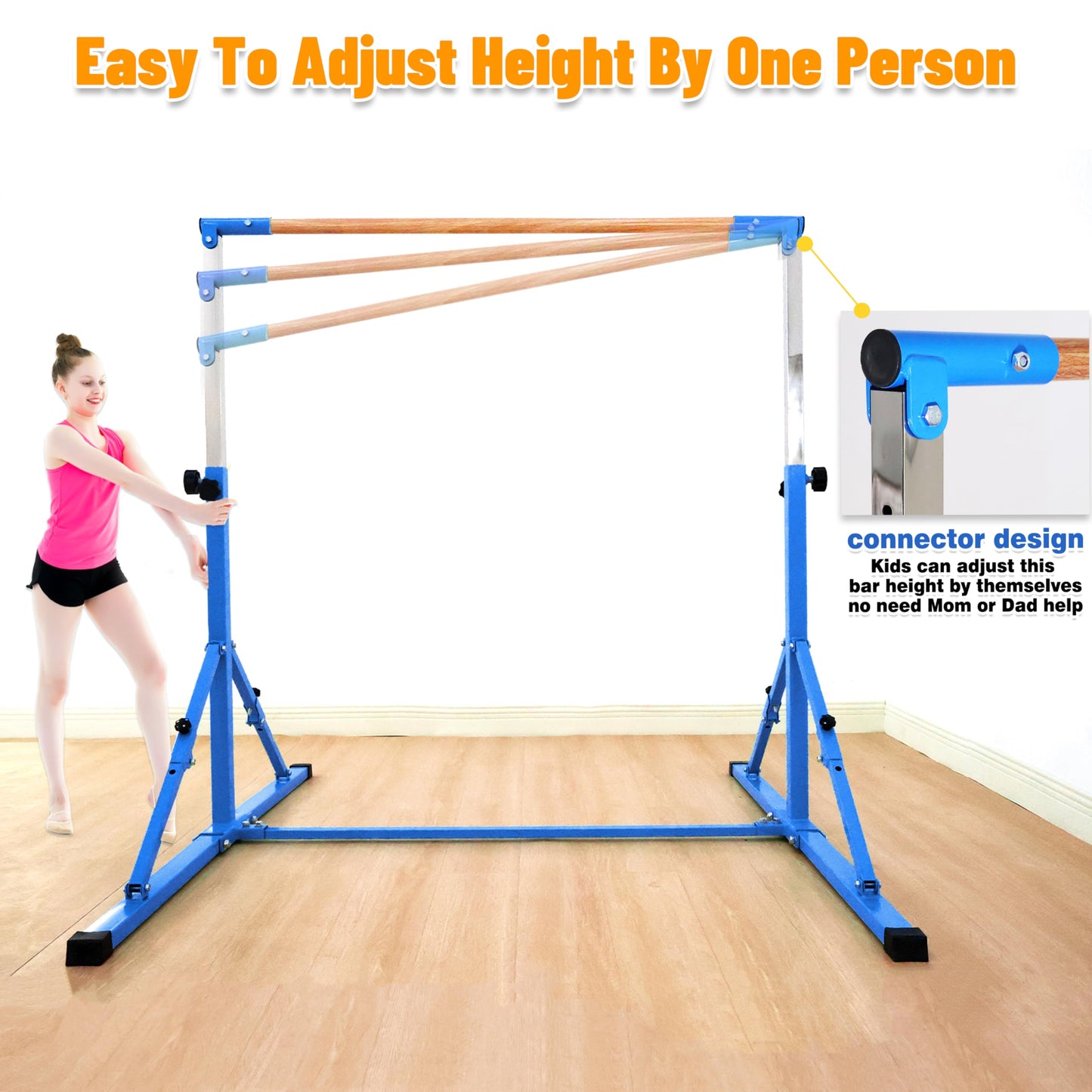 Marfual 5 Ft Fold Gymnastic Bar with Mat Kip Bar with Mat with Professional 4 Ft Width for Kids and Girl and Teenage Home and Club Use